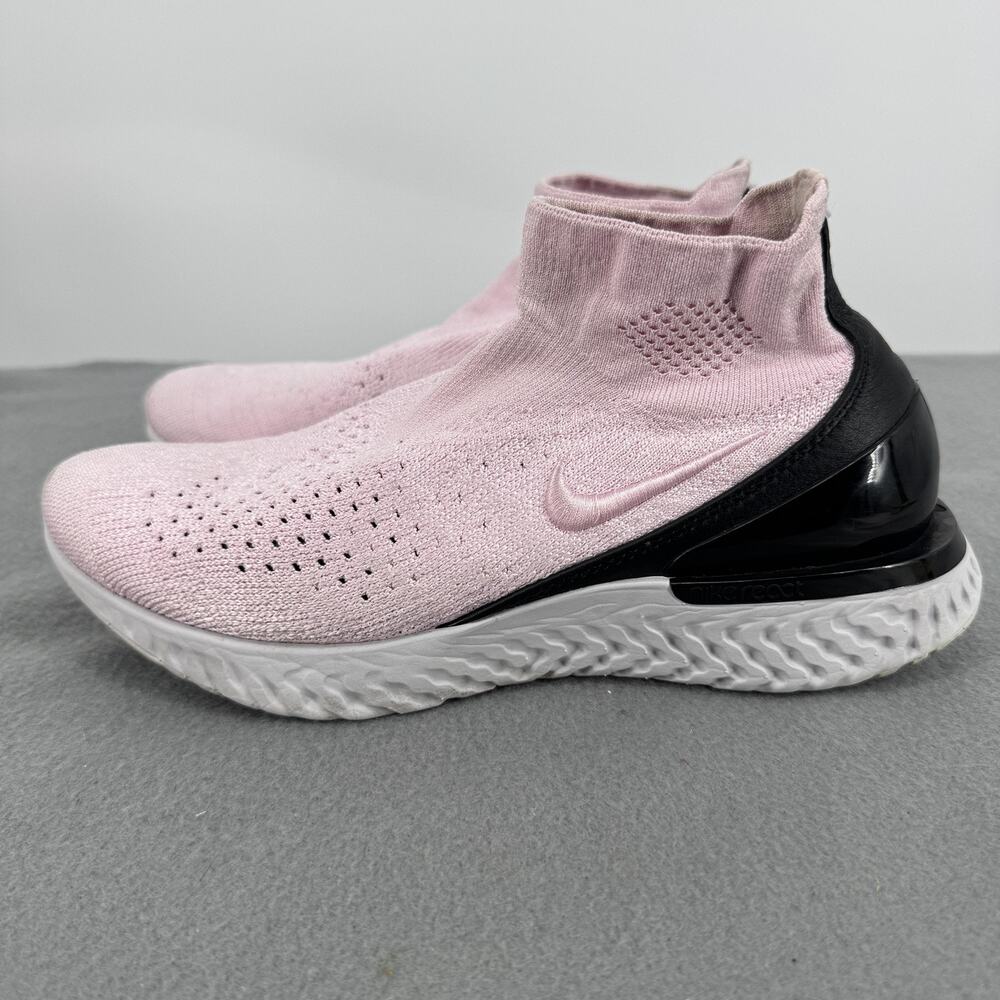 Nike Rise React Flyknit Pink Foam Black Womens Size 8 AV5553-660 Sock Shoes